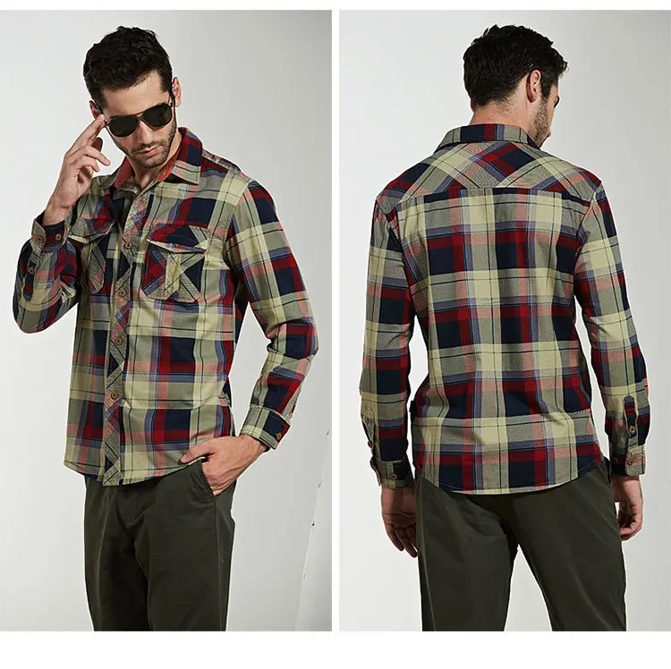 Мужская рубашка, хлопок, Клетчатая Мужская рубашка размера плюс XXXXL, Chemise Homme Camisa Masculina, военные Рубашки, Топы с длинным рукавом