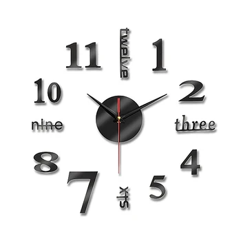 

3D Effect Mirror Wall Clock Acrylic Quartz Clock Watch Wall Sticker Self-adhesive Removable For DIY Home Room Decoration