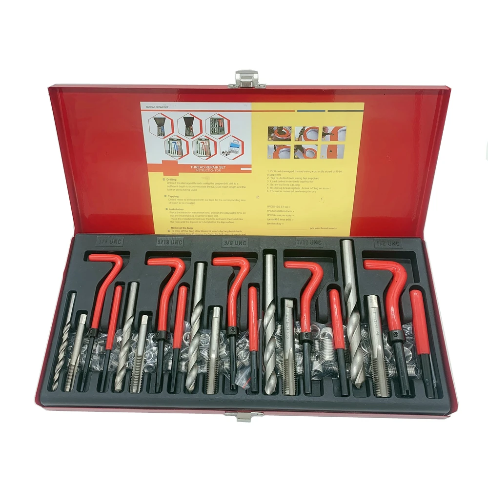 131pcs Thread Repair Recoil Insert Installation Kit Tool Drill Tap 1/4