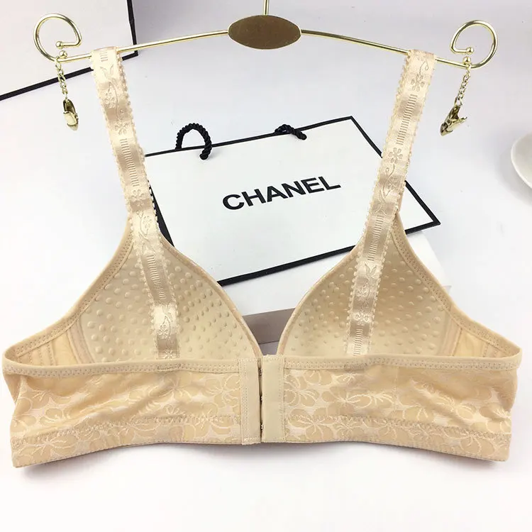 Women's Solid Color Bra Comfortable Non-Steel Ring Bra Non-Magnetic Non-Steel Ring Middle-aged Breathable Underwear