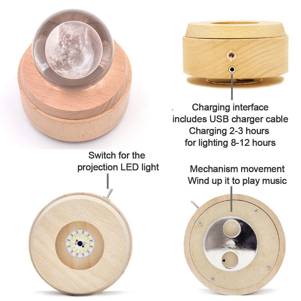 HOT-3D Crystal Ball Music Box The Deer Luminous Rotating Musical Box With Projection Led Light 2