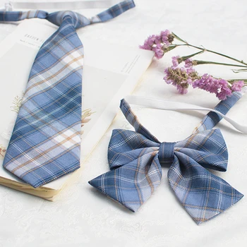 

Japanese Style Plaid Bow Tie & Neck Tie Set School Uniform JK Accessories