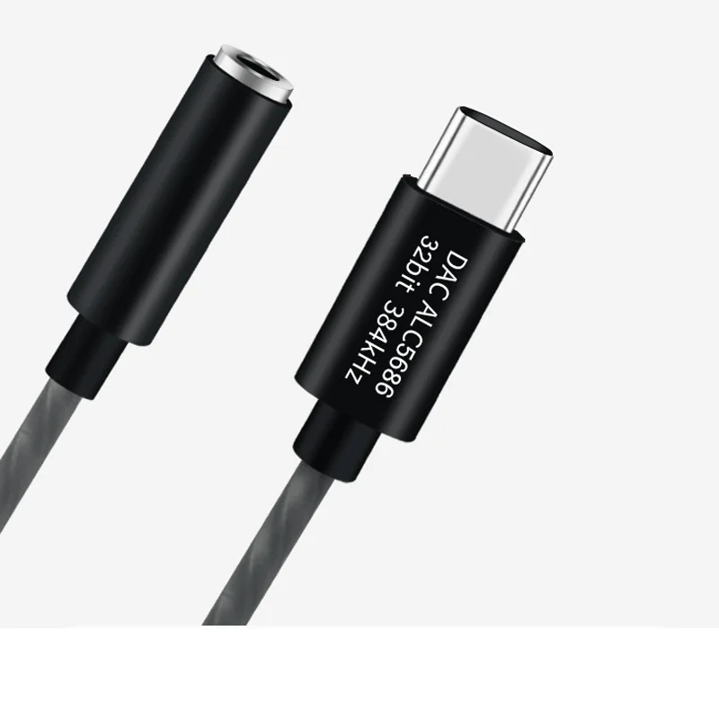 Type C USB C to 3 5mm Converter 32bits 384KHz DAC Adapter Support 16 32 Ohm Headphone Decorder With ALC5686 Chip For Phone
