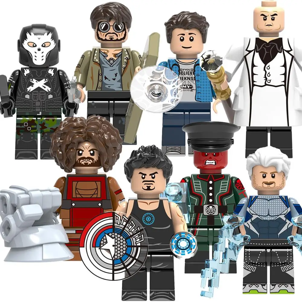 

X0270 Crossbone Peter Parker Kigpin Red Skull LEGOED Avengers Marvel Building Blocks Toys for Children