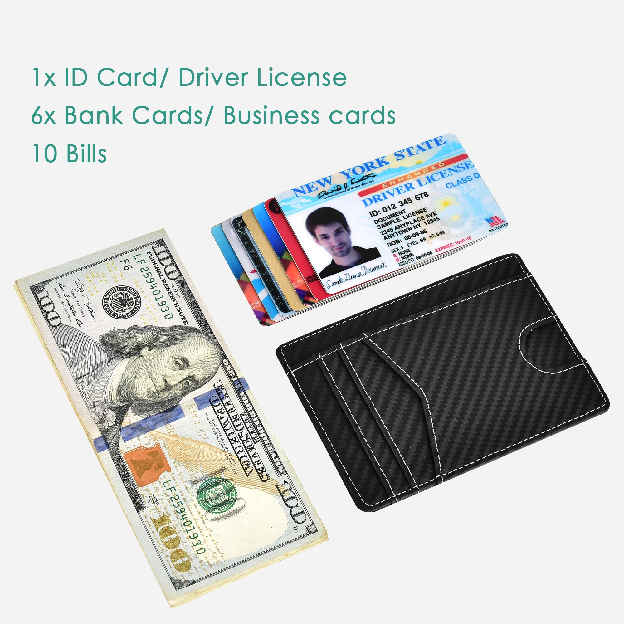 Ультра тонкий бумажник RFID передний карман углерода Волокно кошелек минимализма