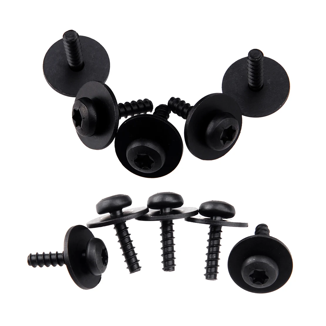 10pcs Under Engine Shield Air Dam Deflector Torx Screws Black Metal