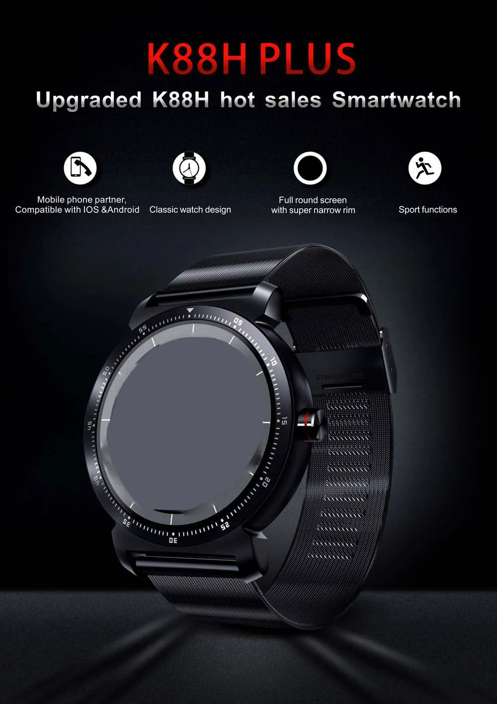 Greentiger K88H плюс Bluetooth Смарт-часы мужские монитор сердечного ритма фитнес-трекер IP67 водонепроницаемые спортивные Смарт-часы Android IOS