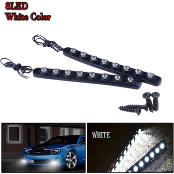 

2PCS Universal White 12V 8-LED Daytime Running Light Flexible DRL Car Fog Day Driving Lamp Lights Waterproof