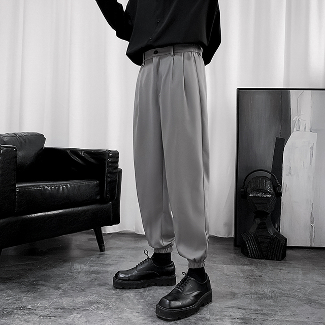 New Men’s Harem Pants Jogging Japanese Streetwear Solid Color Man Sweatpants Hip Hop Korean Casual Trousers Woman Black