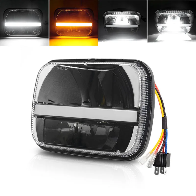 5x7 Zoll LED Rechteck -Scheinwerfer 60W Mit Hi/Lo Beam Für Jeep YJ XJ MJ & Für Offroad-Hersteller - Morsun Außerhalb Der Straße