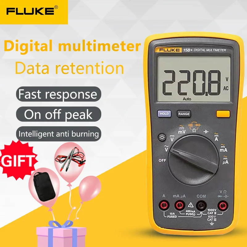 Цифровой мультиметр Fluke 15B + измеритель напряжения и сопротивления силы тока