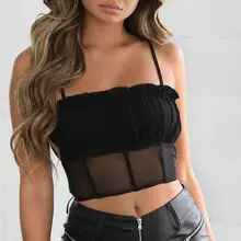 Европейская и американская мода, новая сетчатая однотонная эластичная майка без рукавов, летняя сексуальная стеганая куртка с деревянными ушками, жилет