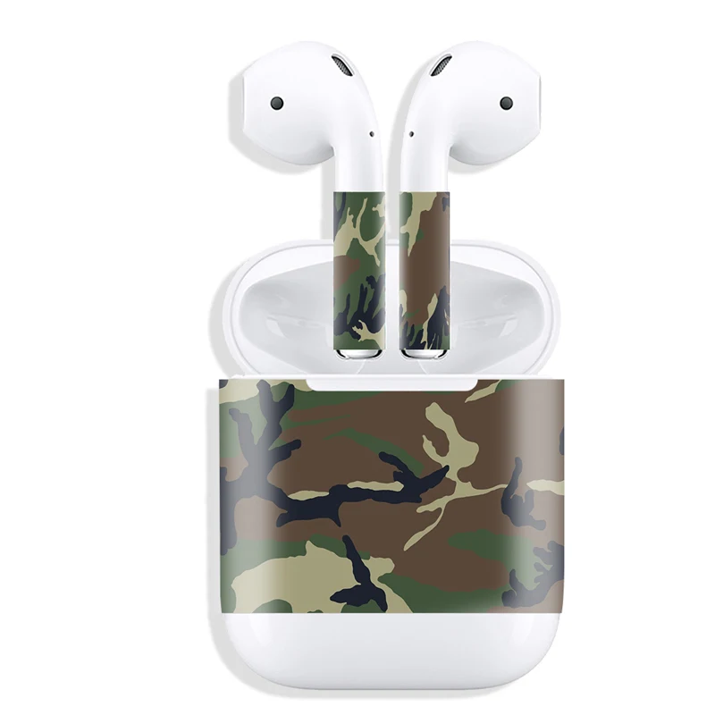 Мультяшная наклейка для Apple Airpods 2 1 air pods airpod Кожа Наклейка s камуфляж череп цветок лиса клубника - Цвет: Camouflage