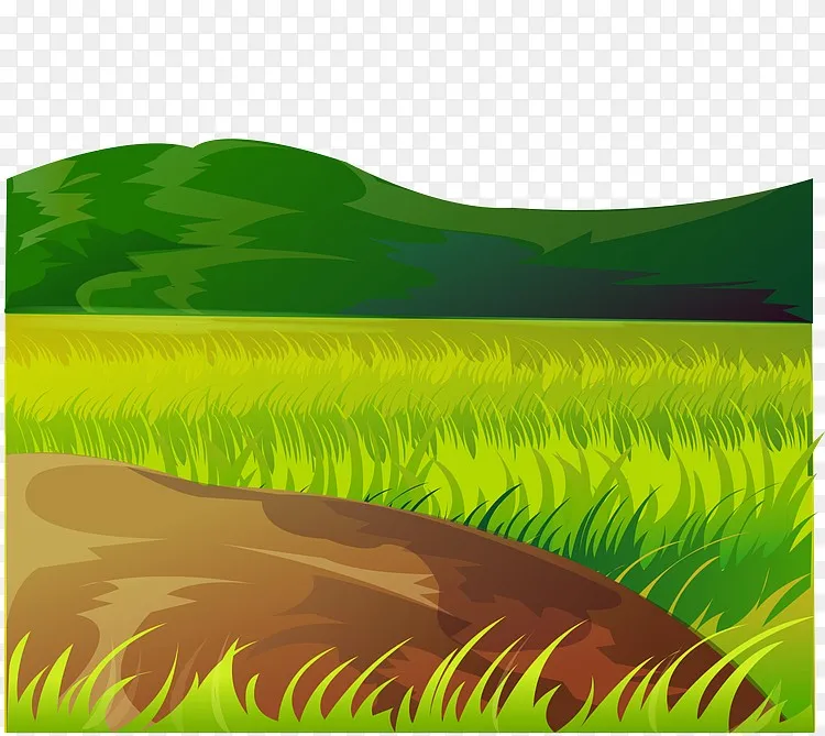 卡通手绘翠绿草原风景png图片素材免费下载 图片编号yngojjwq Pngbag素材网