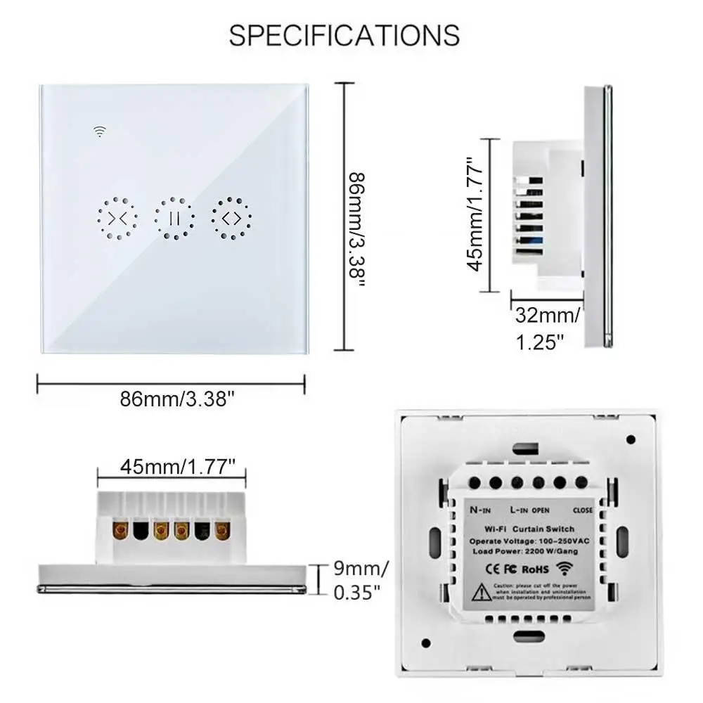 Teekar Smart Home WiFi Electrical Touch Smart Blinds Curtain Switch Ewelink APP Work With Alexa Google Home Motor Roller Shutter