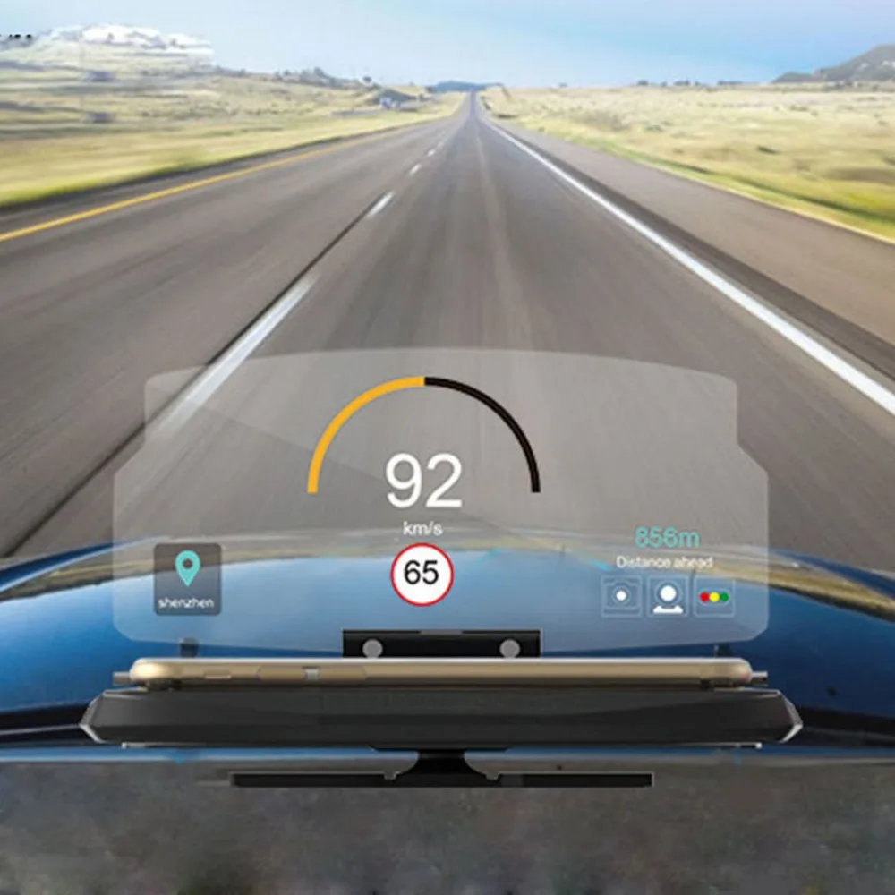 Автомобильный экран 6,5 дюйма HUD, дисплей на голову, автомобильная безопасность, авто gps навигация, держатель для мобильного телефона, проектор, высокое разрешение, отражающий