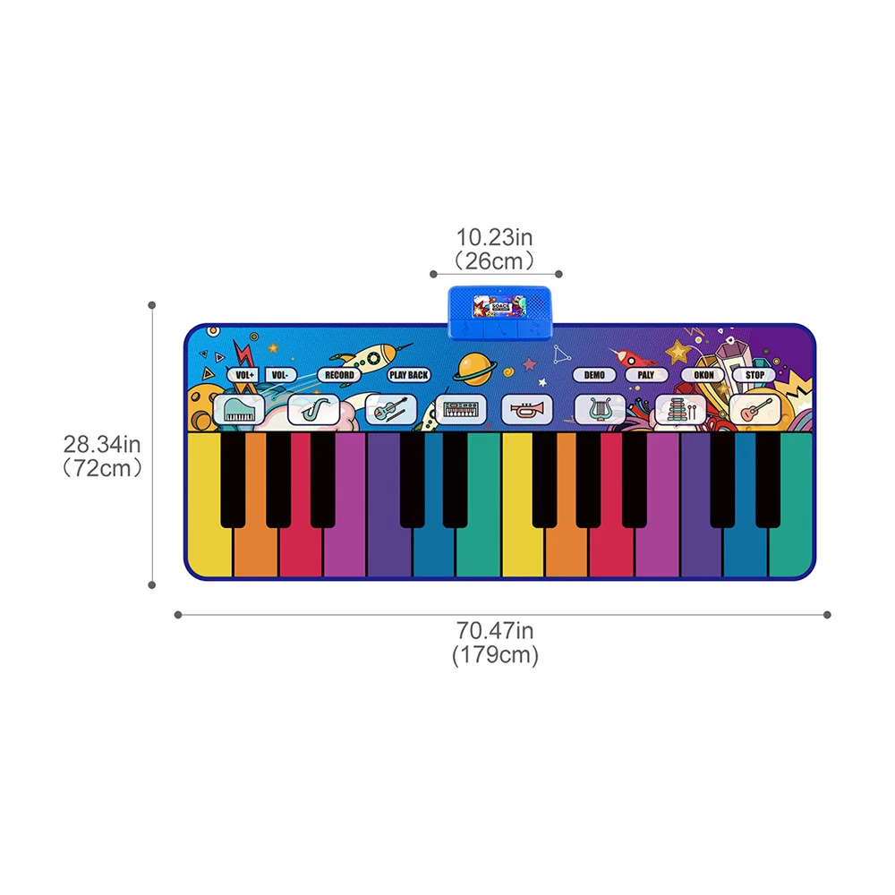 Tapete Piano Musical Faz Som infantil Colorido Com 10 melodias