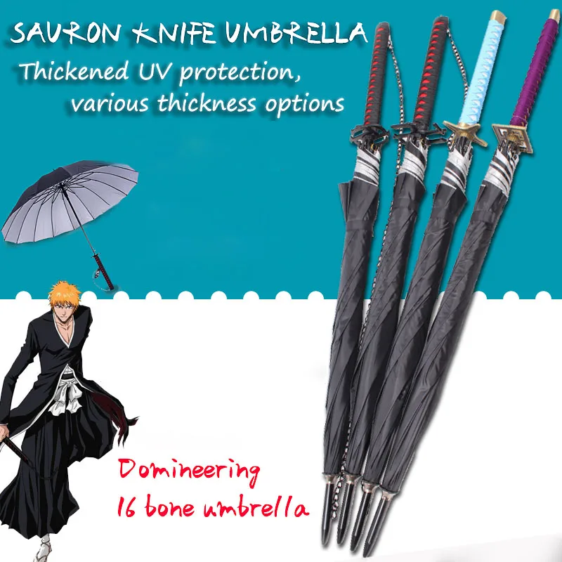

Bleach Espada Katana Automatic Umbrella Rain Women Samurai Sword Ninja Knife Umbrella Windproof Thicken Parasol Mens Gifts