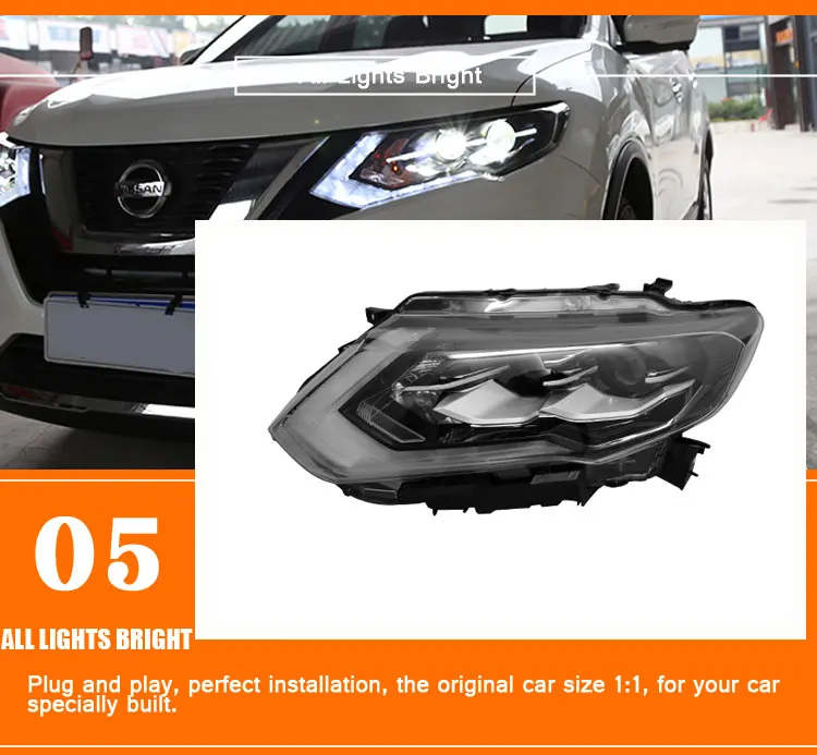 2 шт. автомобильный стиль светодиодный фары для Nissan X-Trail 17-19 для X-Trail Головной фонарь светодиодный DRL Объектив двойной луч H7 HID Xenon bi xenon объектив