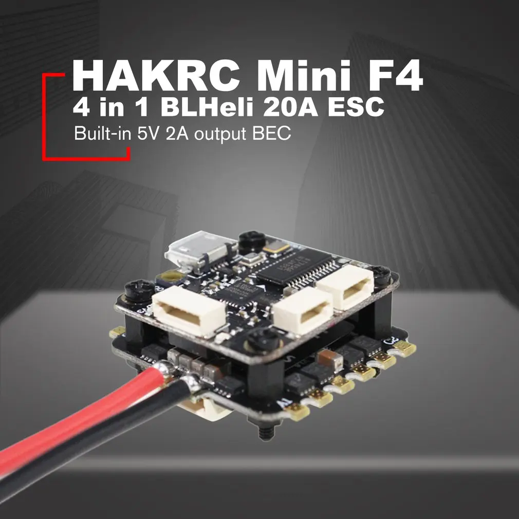 

HAKRC Mini F4 Flytower Flight Controller Integrated OSD 4 in 1 BLHeli 20A ESC Built-in 5V 2A output BEC For FPV RC Drone
