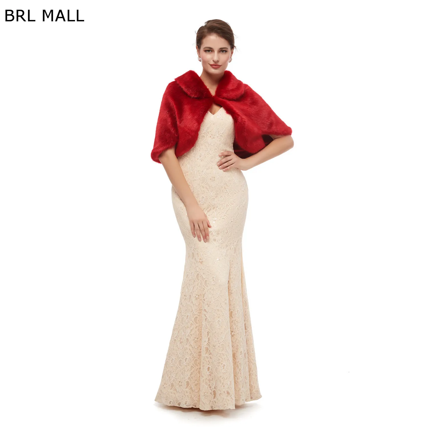 BRL MALL 155*45 см размера плюс красная женская меховая Наплечная накидка Свадебные Шали накидка из искусственного меха свадебное пальто Шраг Boleros PJ19179