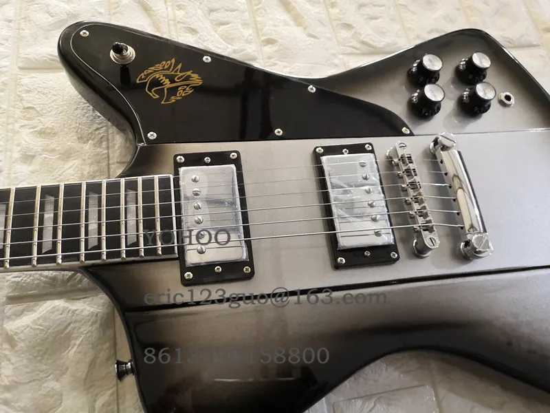 

Custom Firebird Studio top quality black and silver HH Pickups Chrome Hardwares,customized!PayPal available!Y-2