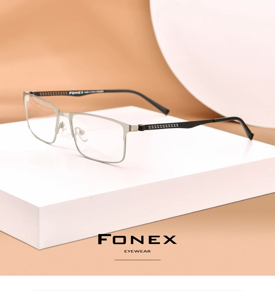 Оптические очки из FONEX сплава,, квадратные очки для близорукости по рецепту, оправа для мужчин, мужские металлические полностью корейские очки, очки 9287