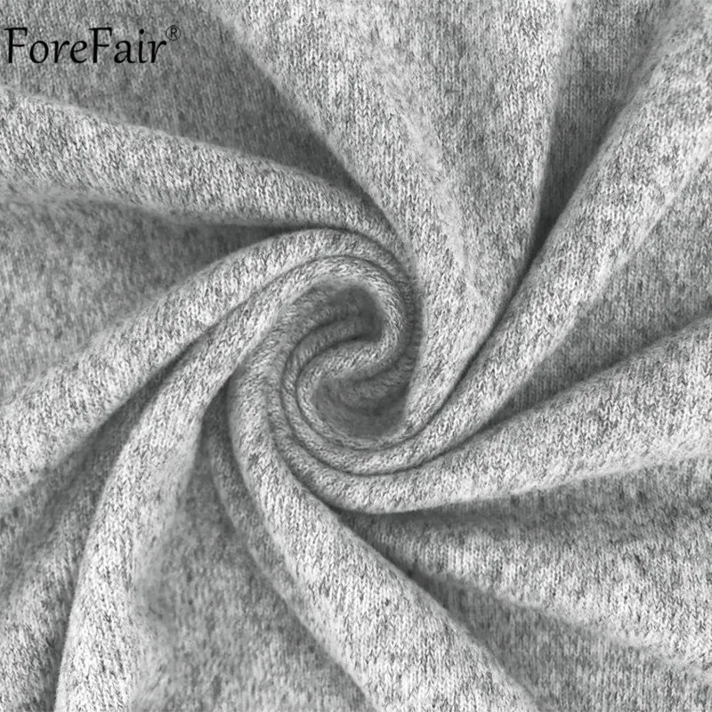 Forefair с открытыми плечами кнопка для женщин толстовка длинным рукавом Свободные пикантные повседневное Осень Зима Пуловер серый белый толстовки