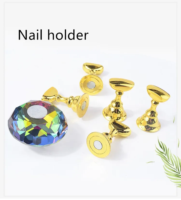 

1pcs Nail Holder Crystal Gem Base Magnet Practice Frame Lotus Nail Art Tools Art nail holder