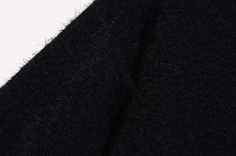 [EAM] Black Big Size Knitting Sweater Loose Fit