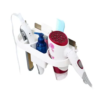 

High Quality Double Hole Hair Dryer Storage Rack Shelf Plywood Organizer Plastic