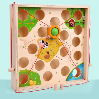 

Wooden Pull Ball Table Game Maze Kindergarten Early Education Intellectual Strength Parent-Child Toy