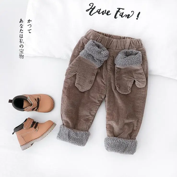 Korea style girls boys corduroy pants winter fashion kids pants 0-5t HH430