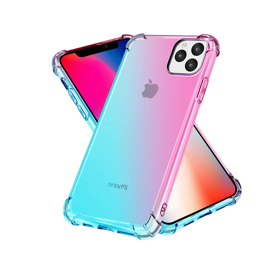 Силиконовая, в цветах радуги чехол для iPhone 11 Pro градиентный ударопрочный чехол для iPhone 11 Pro Max мягкий чехол из ТПУ Coque Funda