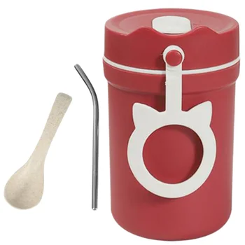 

1 Pc 330ML Double Insulation Bottle Portable Bottle(with Spoon and 304 Straw)