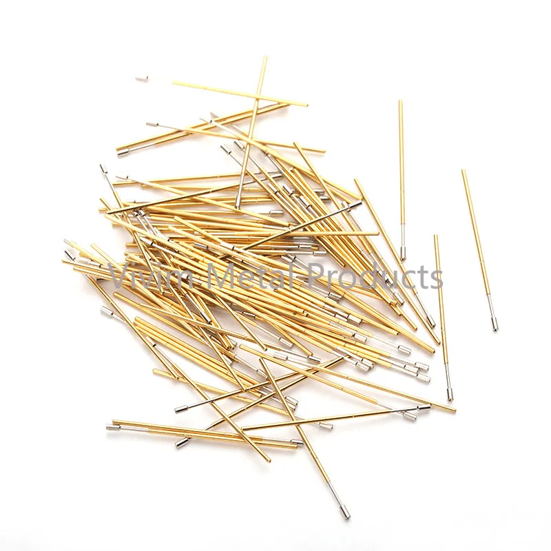 100 pz PL50-A2 Pin di prova a molla PL50-A sonda di prova rame Pogo Pin strumento di prova dell'ago di prova in metallo 27.8mm Dia 0.68mm 0.90mm 0.48mm