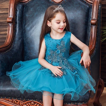 

Princess Dress Flower Girls Children Clothing Kids Party For Girl Clothes 2020 Lace Sequins Formal Evening Wedding Gown Tutu