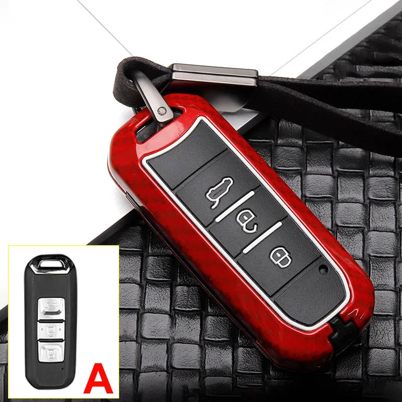 A Carbon Red Цинковый брелок для автомобильных ключей, дистанционный ключ чехол КРЫШКА ДЛЯ Baojun автомобиля 510 560 360 730 630 610 310 E100 310W 530 RS-5 аксессуары автомобильный Стайлинг - Название цвета: A Carbon Red