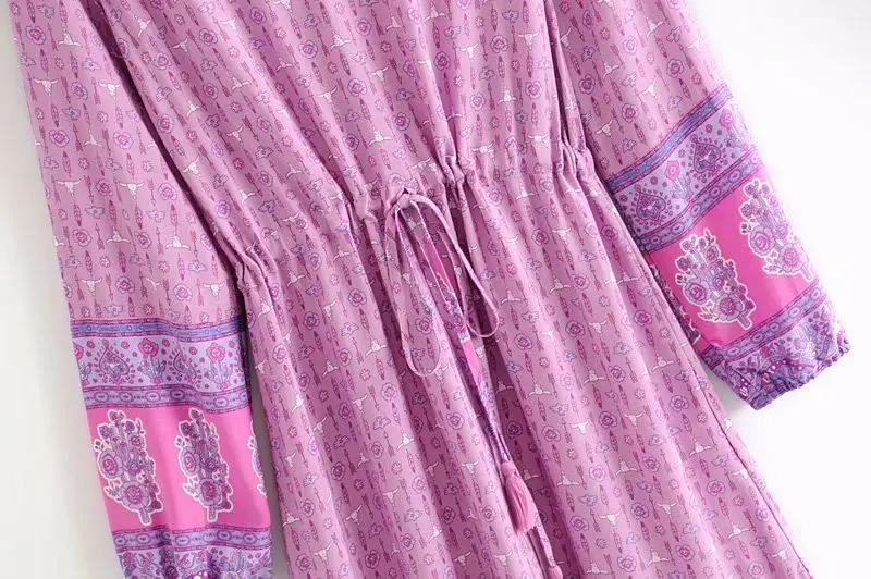 KIYUMI женское платье из вискозы с принтом головы козла, новинка, Даллас, игра, длинный рукав, v-образный вырез, бохо, Регулируемая Талия, Повседневное платье средней длины