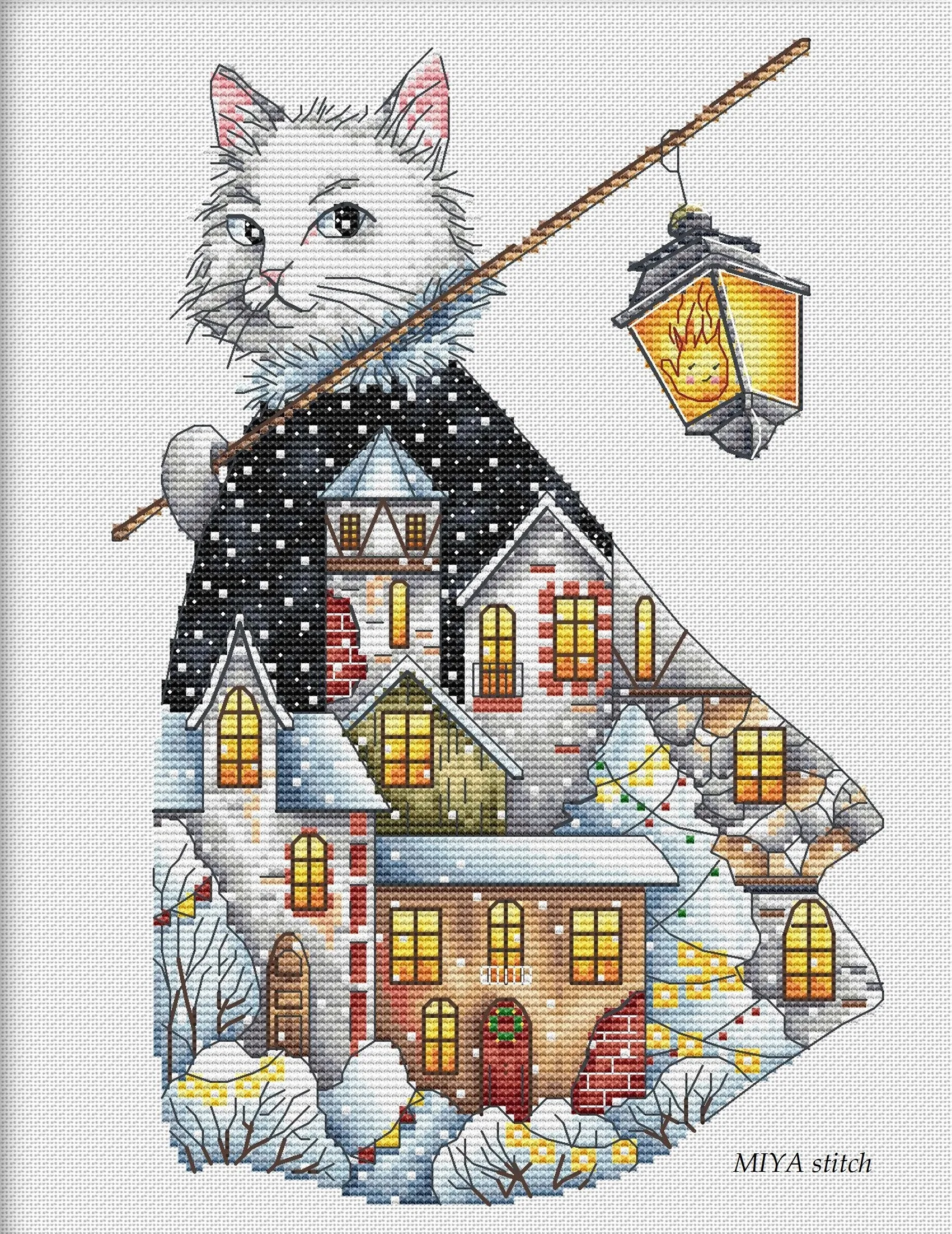 christmas cat 2-27-36 Cross Stitch Set DIY Kit Embroidery Needlework Craft Packages Cotton Fabric Floss cross stitch kit