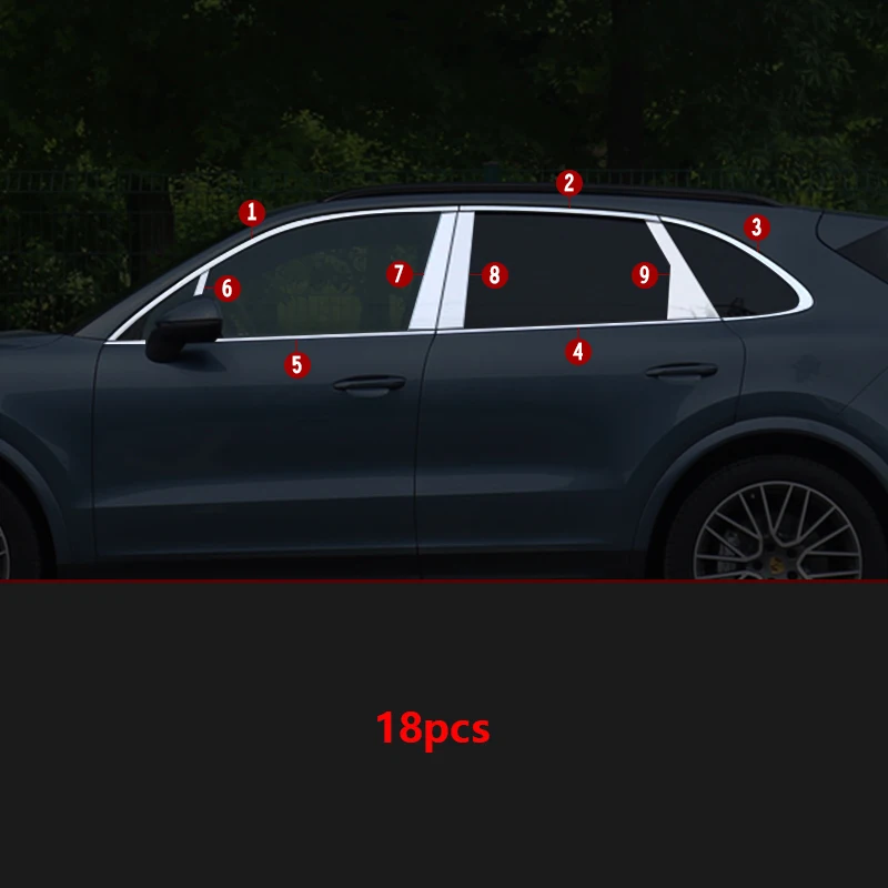 Для Porsche Cayenne нержавеющая сталь автомобиля двери окна литье столба Подоконник Накладка отделка автомобиля аксессуары для укладки - Цвет: B