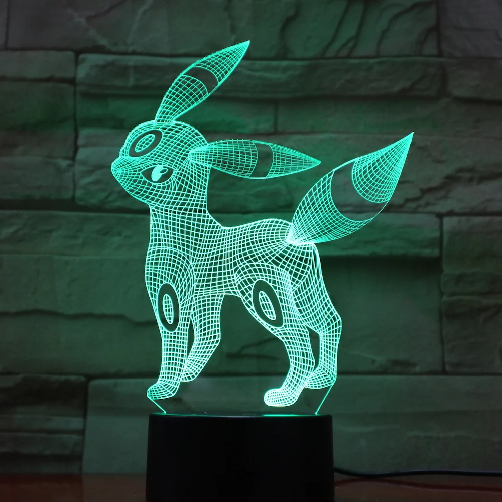 Pokemon Go Umbreon рисунок детский ночной Светильник СВЕТОДИОДНЫЙ гостиная декоративная лампа Прямая поставка праздничный подарок 3D лампа Eevee family
