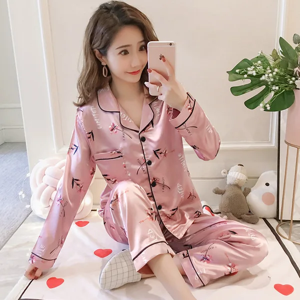 Floral Printed Full Cotton Fresh Style Sleepwear Set Women Turn-down Collar Female Casual Homewear Autumn Ladies Pajamas Set