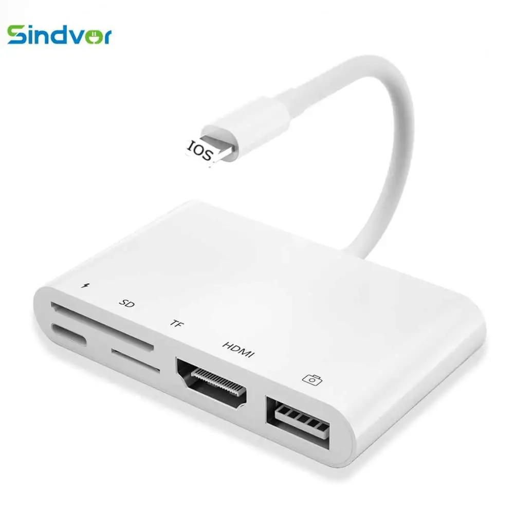 5 в 1 для Lightning USB адаптер камеры HDMI SD/TF кардридер комплект iPhone iPad iOS13 U дисковая Мышь
