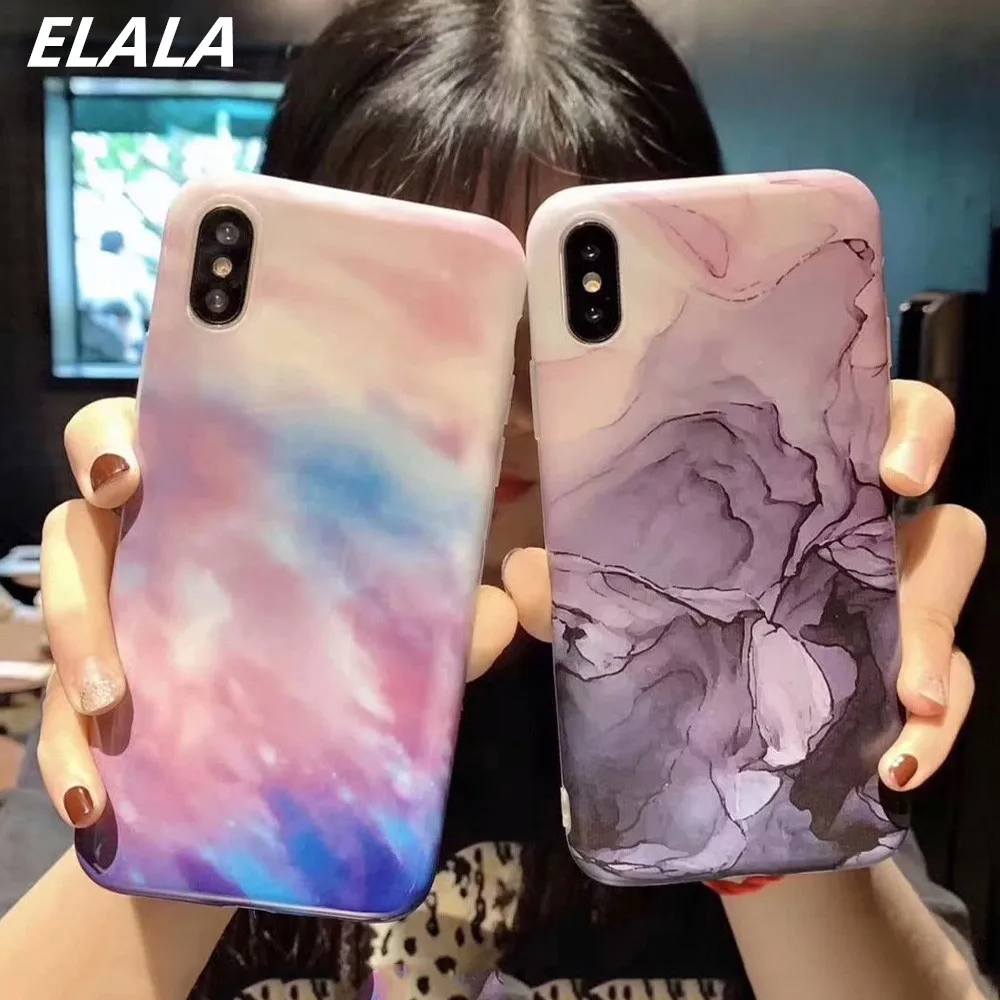 

Soft Silicone IMD Marble Case for iphone X XS Max XR 6 7 8 Plus Case Art Ink Painting Pattern Cover For iphone 6s 7 8 Plus Cases