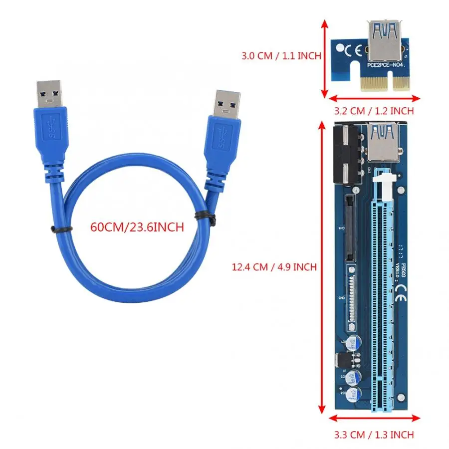 Телеконвертер para 20X USB3.0 PCI-E 1x 16x удлинитель Riser Card Adapter 4Pin BTC кабель Лот Лен запчасти