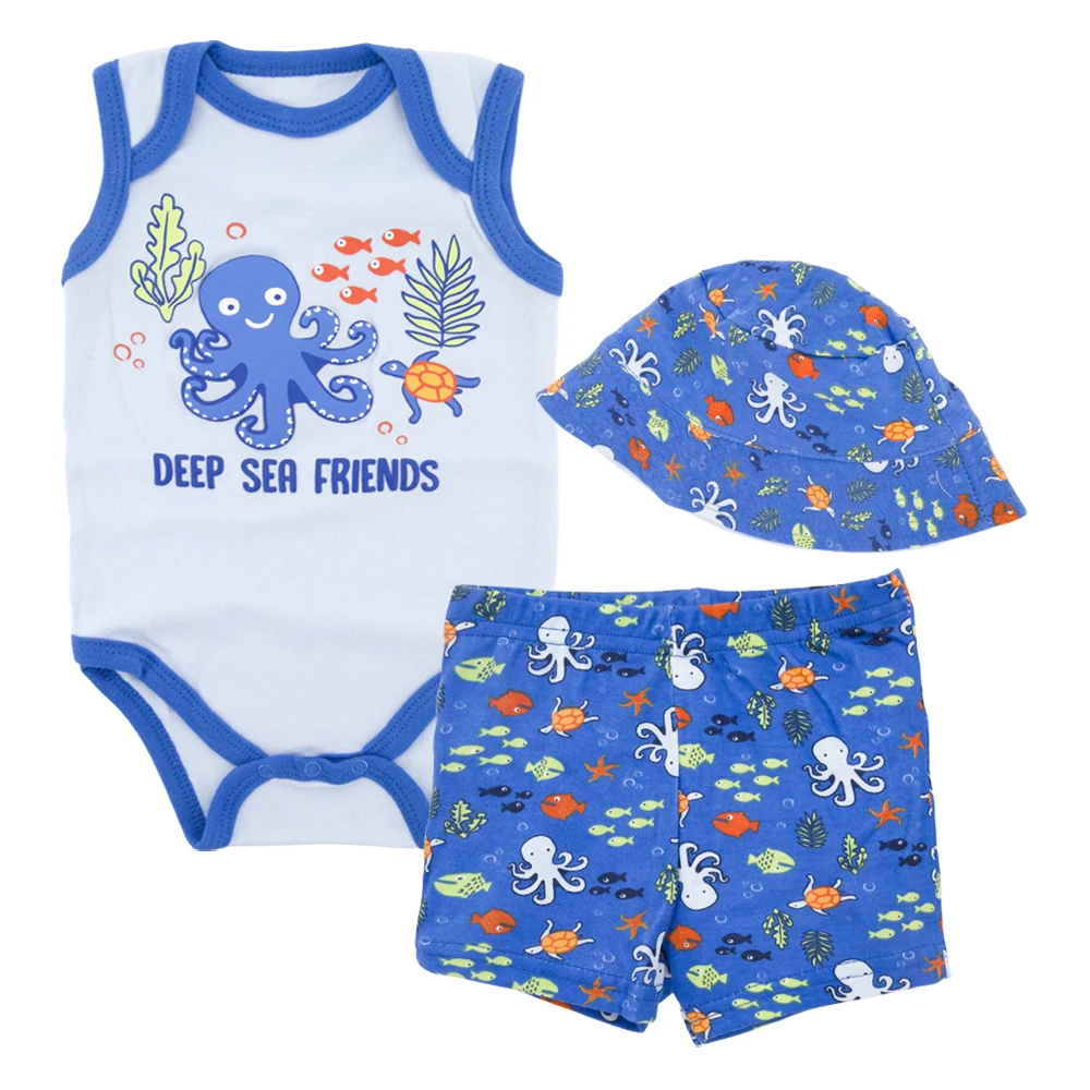 

Fashion Cartoon Printed Newborn Baby Boy Clothes Set Boy Summer Short Sleeve Bebek Giyim Active Sets Kids Girls Bodysuit Shorts