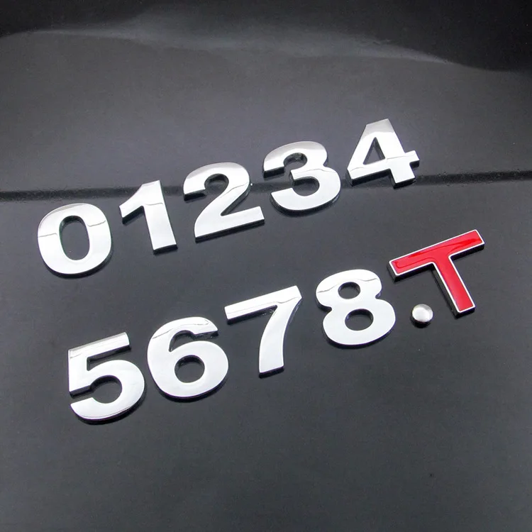Car 3D Lettered Bumper Stickers English Lettered Car Logo DIY Lettered with Numbers Metal Car Stickers Word Mark Black And White