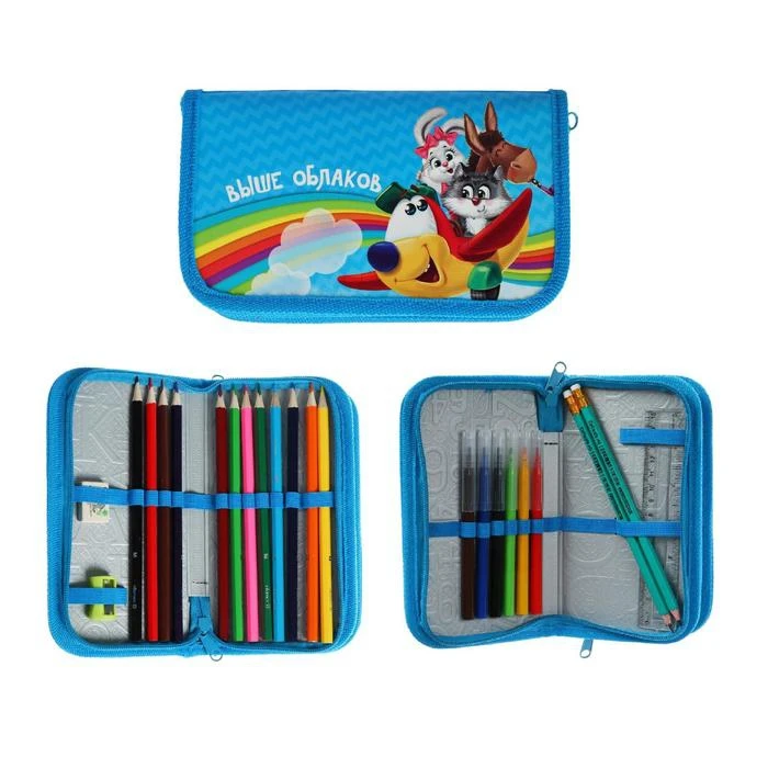 Estuche de lápices de 2 secciones, relleno, 23 piezas, Calligrata sobre las estuches de bolsas, suministros escolares de oficina|Estuches escolares| - AliExpress