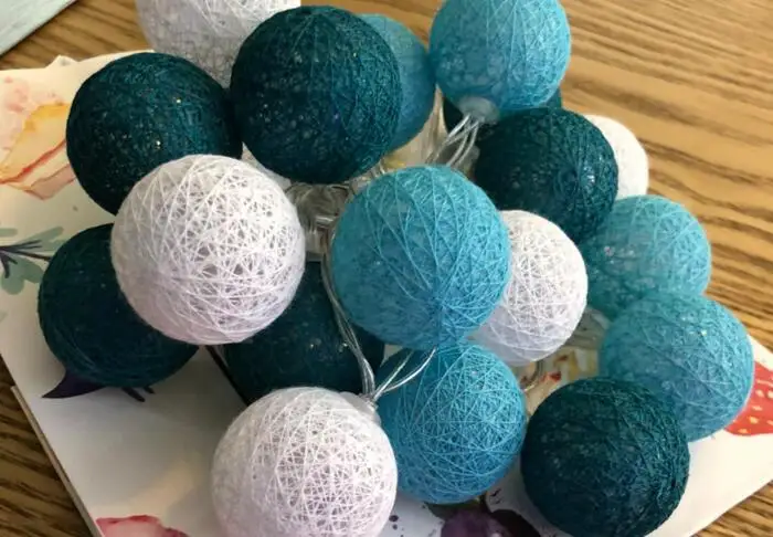 light blue Скандинавский стиль милый Макарон шар светодиодный гирлянда для использования вне помещения гирлянда свет свадебный Декор Рождественская елка сказочные огни украшения - Испускаемый цвет: light blue